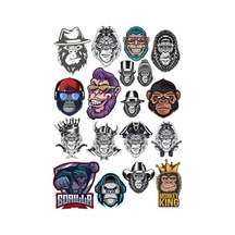 Goril Sticker Set-6 15 Parça Telefon, Tablet, Defter, Laptop Sticker