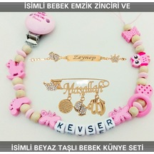 Sahi Aksesuar İsimli Bebek Emzik Zinciri Ve İsimli Bebek Künye Seti Bezyı660 Çok Renkli