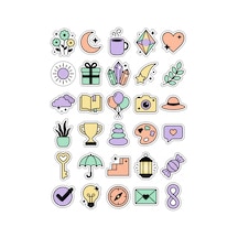 30 Adet Pastel Tonlarda Motivasyon Sticker Seti - Laptop Telefon Ajanda İçin Çok Renkli