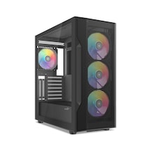 Sama S40bk Black, H700bk 700w, 80 Plus, Tempered Glass Panel, Mesh Ön Panel, Type-c, 4x120mm Argb Fan, Atx, Gamıng Kasa