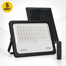 Cata 200w Solar Led Sokak Projektör Ct-4649 Beyaz Işık 5 Adet
