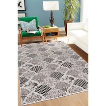 Villadia Home Textile Kaymaz Taban Modern Desen Halı Yolluk Leke Tutmaz Kolay Temizlenir Koridor Salon Yatak Mutfak Odası Gri