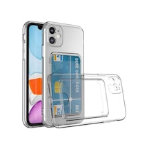 Apple Uyumlu iPhone 12 Kılıf Kartlıklı Şeffaf Setra Silikon Kapak