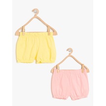 Koton Pamuklu Beli Lastikli 2'li Şort Seti Pınk-yellow 8yng15218zk Pembe - Sarı
