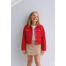 Esila Kids Kız Çocuk Gabardin Ceket Yazlık İnce Ceket Kırmızı