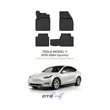 Otocraft Tesla Model Y 2019-2024 Araca Özel 4d Karbon Oto Paspas Havuzlu Tam Set