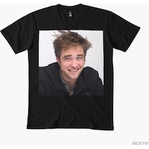 Flood Of Style Robert Pattinson Laugh T-shirt Erkek Kadın %100 Pamuklu Tişörtler 3xs-3xl Üstler 1224-3 Siyah