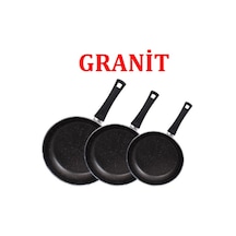 3'lü Kuvars Granit Tava Seti Antrasit Gri Renk Tava Set...