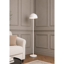 Loft Beyaz Metal Premium Tasarım Şapkalı Ayaklı Lambader E27 Duy Uyumlu Modern Minimalist Dekoratif Zemin Lambası Salon Oturma Odası Yatak Odası Köşe Aydınlatma Ambiyans Lambası