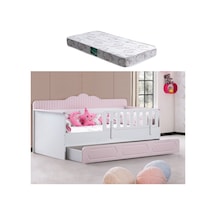 Yavrulu Karyola, Flower Yavrulu Montessori Karyola - Pembe + 1 Adet Comfort Yatak