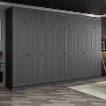 Kale 8 Kapaklı 4 İç Çekmeceli Dolap Ve Yüklük Antrasit Mebran İlkbahar 255cm Antrasit