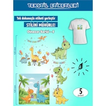 Ütü Ile Yapışan Kıyafet Etiketi Dinozor Serisi -5 5li Set Karışık