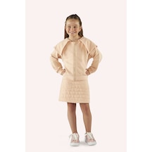 Kız Çocuk Geniş Yaka Detaylı Fermuarlı Somon Sweatshirt Çok Renkli 2421GK08017