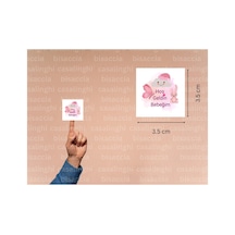 Hoş Geldin Bebeğim Etiketi Pembe Tavşan Mat Çıkartma Cute Sticker Bebek Partisi 3.5 Cm 45 Adet Çok Renkli