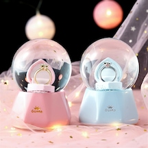 Büro Ev Hediyesi İçin Tek Taş Yüzük Temalı Maksi Mavi Kar Küresi