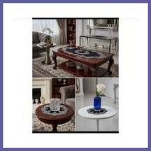 Bezos Elora Model Siyah Velvet Kadife 5 Parça Dantelli Salon Takımı Runner Seti No 3616 Nıda