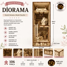 Algwooddesign Mouse House Book Nook Ahşap Maket, 106 Parça Dıy Minyatür Fare Evi Dioraması, Peri Led Dahil, Mdf 3d Puzzle, Kitaplık Dekorasyon Seti, 13,95 X 6,12 X 18,09 Cm