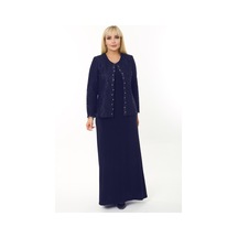 Ladies First Büyük Beden 3758 Lacivert Elbiseli Takım Lacivert