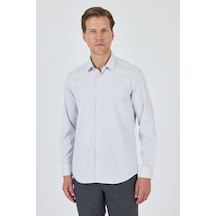 İmza Beyaz Sert Yaka Cepsiz Gabardin Uzun Kol Slim Fit Esnek Gömlek 1004250231 Beyaz