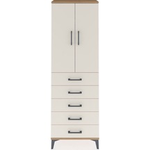 Arges Dolap 3 Raflı 5 Çekmeceli 2 Kapaklı 60x30x182 Çam-aytaşı Çam