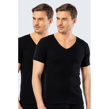 Cacharel Erkek Derin V Yaka Fanila 2\'li Paket 1502/siyah Siyah