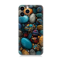 Apple Uyumlu iPhone 14 Pro Max Renkli Doğal Taşlar Desenli Silikon Kılıf