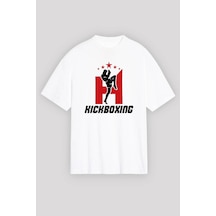 Adrift Ko Buta Kick Boks Beyaz Unisex Oversize Tişört T-shirt Os7894 Beyaz