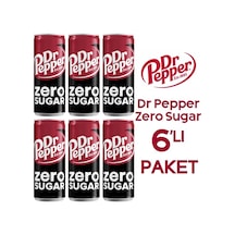 Dr Pepper Zero Karışık Aromalı Şekersiz Gazlı İçecek 6 x 330 ML