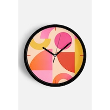 Soyut - Geometrik Temalı Modern Duvar Saati - 30cm - Önü Camlı Siyah Kasa - Sessiz Mekanizma-jh0077 Siyah