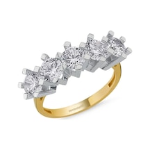 5 Taş Yüzük Sarı Altın Swarovski 285831346