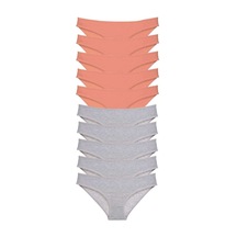 10 Adet Süper Eko Set Likralı Kadın Slip Külot Pudra Gri Beden: M Standart