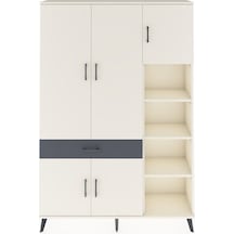 Arges Dolap 10 Raflı Tek Çekmeceli 5 Kapaklı 132x30x195 Aytaşı-aytaşı/antrasit Aytası/antrasıt