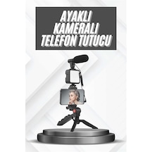 Telefon Tutucu Mikrofonlu Işıklı Youtuber Video Kayıt Siyah