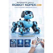 2.4 Ghz Uzaktan Kumandalı Sarjlı Dans Eden 8 Tekerli Akıllı Robotik Köpek Sesli Işıklı 23 Cm Mavi
