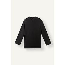 Defacto Regular Fit Bisiklet Yaka Önü Dikiş Detaylı Uzun Kollu Tunik Basic Sweatshirt I4194ax26aubk81 Siyah-bk81