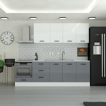 255 Cm Mutfak Dolabı Mdf Kapak Tezgah Dahil Yrkn255 98 Gri