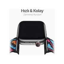 Apple Watch İle Uyumlu Etnik Desen Motifli Ayarlanabilir Tokalı Bohemian Serisi Yumuşak Kumaş Kordon