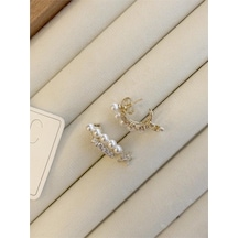 Taşlı İncili Küpe - Altın 11024558
