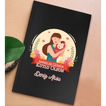 Bk Gift Kişiye Özel İsimli Dtf Anneler Günü Tasarımlı Siyah Sert Kapaklı Defter-5, Anneye Hediye Kobitmeyencom30662 Bk Gift