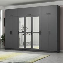 Minar Kale 7 Kapaklı 3 Aynalı 4 Ç Dolap Ve Yüklük Antrasit 235cm Antrasit