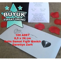 Farklımarket Gelin Damat Baskılı Zarf - 90 Gr. - 1. Hamur (100 Adet)