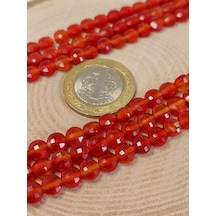 Akik Taşı Yassı Faset Kesim Yarım Dizi 6x4mm 42805 18cm Uzunlu