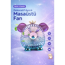 Sevimli Ayıcık Tasarımlı Mini Masaüstü Fan Taşınabilir Sessiz Usb Şarjlı Vantilatör 1200mah