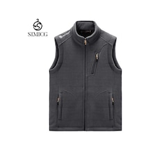 Erkek Kalınlaştırılmış Polar Kolsuz Yelek Gri