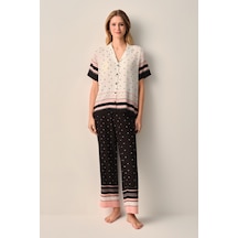 Suwen Monogram Gömlek Yaka Pijama Takımı Sh26514660b911 Siyah
