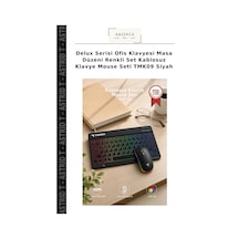 Delux Serisi Ofis Klavyesi Masa Düzeni Renkli Set Kablosuz Klavye Mouse Seti Tmk09 Siyah