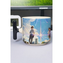 Kimi No Na Wa Anime Baskılı Seramik Lüks Kupa 1 Adet T Şeklinde Özel Siyah Kulp Dalga Kulp V5t Çok Renkli