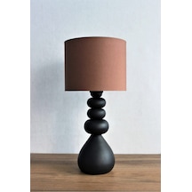 Elip Masa Açık Kahve Kumaş Şapka Siyah