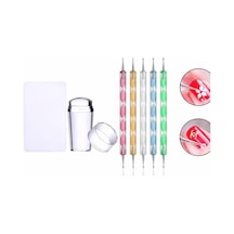 Tırnak Süs Damgalama French Stamper Aleti Tırnak Süsleme Desen Seti Dot Kalem Set Renkli