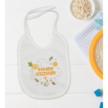 BK Kids Babamın Kızçesiyim Tasarımlı Beyaz Bebek Mama Önlüğü-1 Beyaz